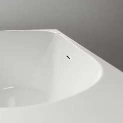 Bernstein Baignoire d'angle semi-îlot Acrylique Ovale Salle de Bain avec Bonde + trop plein, Blanc, 170x75x60cm, Garantie 5 ans, LENA CORNER