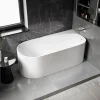 Bernstein Baignoire d'angle semi-îlot Acrylique Ovale Salle de Bain avec Bonde + trop plein, Blanc, 170x78x58cm, Garantie 5 ans, ONDA CORNER