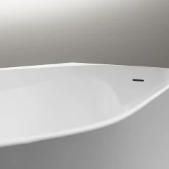 Bernstein Baignoire d'angle semi-îlot Acrylique Ovale Salle de Bain avec Bonde + trop plein, Blanc, 170x78x58cm, Garantie 5 ans, ONDA CORNER