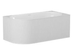Vente-unique Baignoire d'angle striée - 290L - 170 x 80 x 60 cm - Blanc mat - Acrylique - Angle droit - BARBORI* Baignoire D'Angle