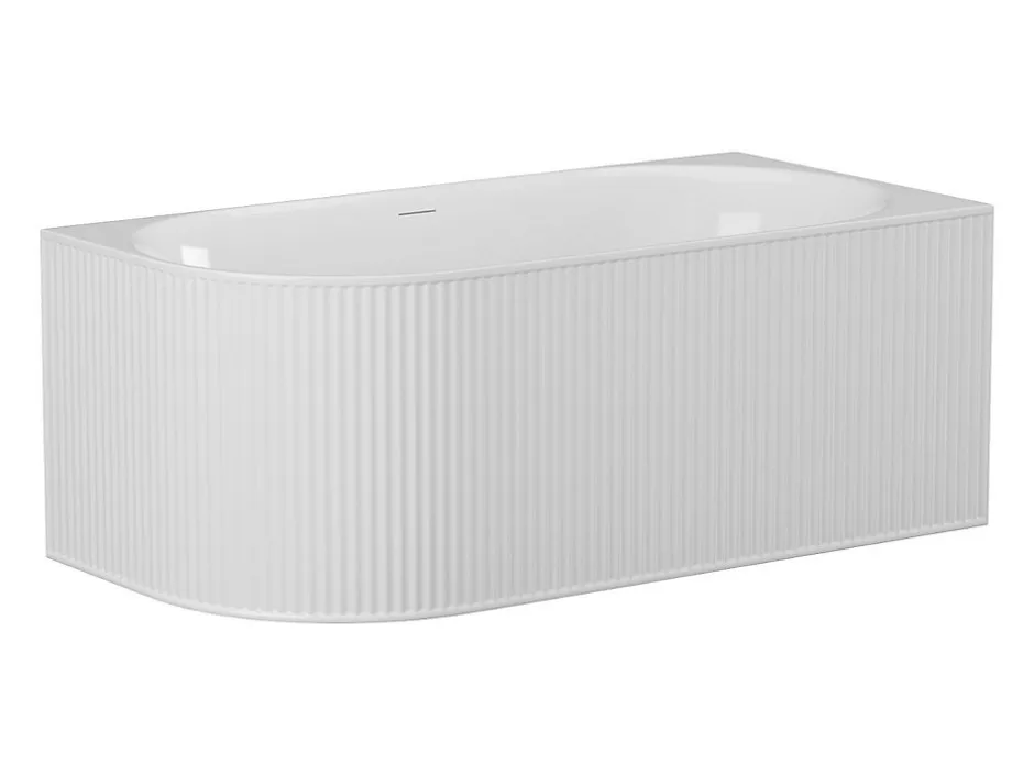 Vente-unique Baignoire d'angle striée - 290L - 170 x 80 x 60 cm - Blanc mat - Acrylique - Angle droit - BARBORI* Baignoire D'Angle