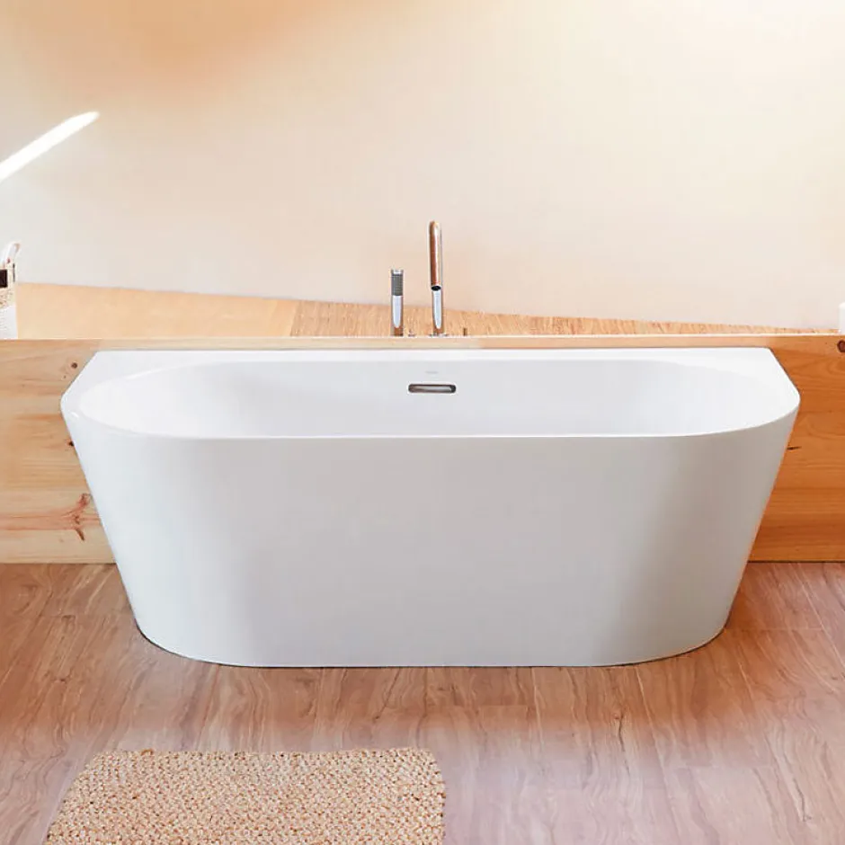 Sanycces Baignoire design semi-îlot ovale TORINO MURO blanche 170 cm
