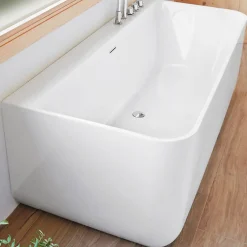Sanycces Baignoire design semi-îlot rectangulaire TRENTO MURO blanche 175 cm Sans option