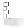 Vente-unique Baignoire douche blanche avec pare baignoire pivotant - 201 L - Angle gauche - PONTICOLA