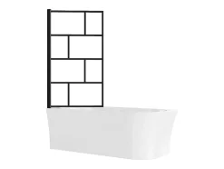 Vente-unique Baignoire douche blanche avec pare baignoire pivotant - 201 L - Angle gauche - PONTICOLA