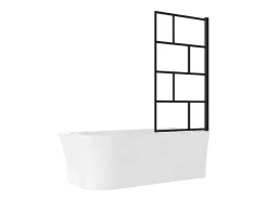 Vente-unique Baignoire douche blanche avec pare baignoire pivotant - 201 L - Angle droit - PONTICOLA