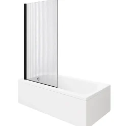 Duravit Baignoire droite 180 X 80 D-Code bonde au centre + Pare bain AURYS Raywall noir mat version gauche* Baignoire Droite