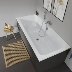 Duravit Baignoire droite 180 X 80 D-Code bonde au centre + Pare bain AURYS Raywall noir mat version gauche* Baignoire Droite
