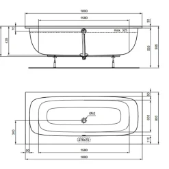 Ideal Standard Baignoire droite 180 x 80 i.life Duo* Baignoire Droite