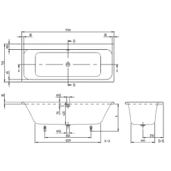 Villeroy & Boch Baignoire droite 170 x 70 Architectura avec pieds* Baignoire Droite