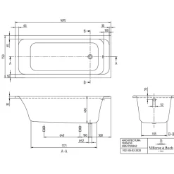 Villeroy & Boch Baignoire droite 170 X 75 VILLEROY ET BOCH Architectura acrylique