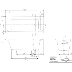 Villeroy & Boch Baignoire droite 160 X 70 VILLEROY ET BOCH Architectura acrylique avec pieds
