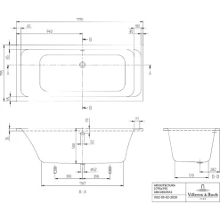 Villeroy & Boch Baignoire droite 180 X 80 VILLEROY ET BOCH Architectura acrylique