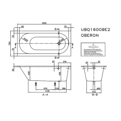 Villeroy & Boch Baignoire droite 160 x 75 VILLEROY ET BOCH Oberon Quaryl* Baignoire Droite