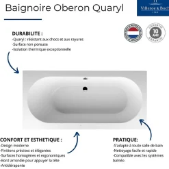 Villeroy & Boch Baignoire droite 190 X 90 VILLEROY ET BOCH Oberon Quaryl* Baignoire Droite