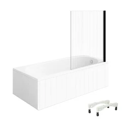 Villeroy & Boch Baignoire droite avec pieds 160 x 70 cm O.Novo Blanc + Pare bain droite AURYS Raywall noir mat