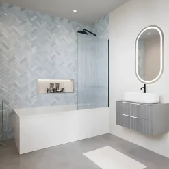 Villeroy & Boch Baignoire droite avec pieds 160 x 70 cm O.Novo Blanc + Pare bain droite AURYS Raywall noir mat