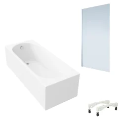 Villeroy & Boch Baignoire droite avec pieds 170 x 70 cm O.Novo Blanc + Pare Bain gauche AURYS Mist 1 chromé