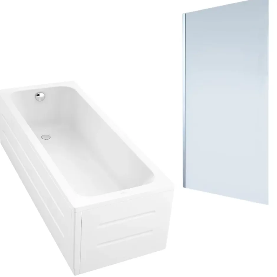 Duravit Baignoire droite D-Code 170 x75 cm + Pare Bain gauche AURYS Mist 1 chromé version gauche* Baignoire Droite