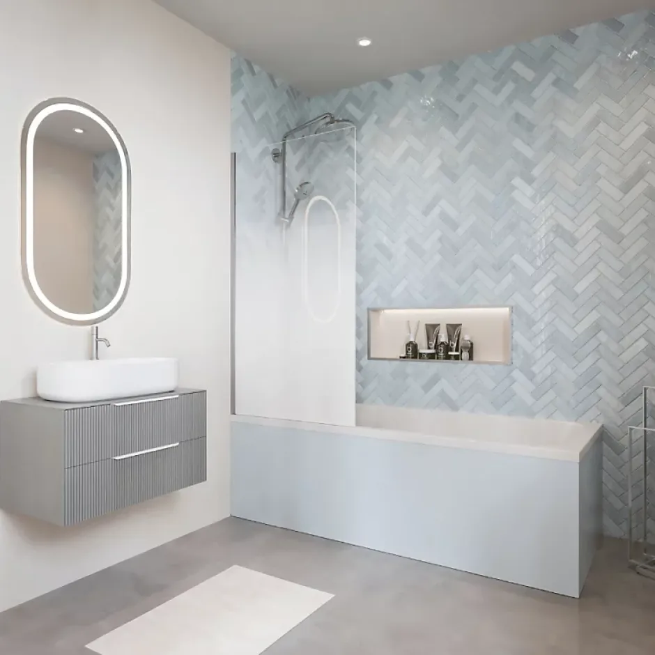 Duravit Baignoire droite D-Code 170 x75 cm + Pare Bain gauche AURYS Mist 1 chromé version gauche* Baignoire Droite