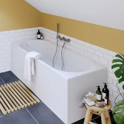 Baignoire droite en acrylique L.160 x l.70 cm blanc, Horyn