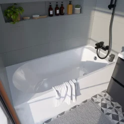 GoodHome Baignoire droite en acrylique L.160 x l.70 cm blanc, Cavally
