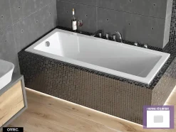 Besco Baignoire Droite sans Tablier - 170 x 70 cm - MODERN SANS TABLIER - REPOSE-TÊTE OFFERT