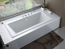 Besco Baignoire Droite sans Tablier - 170 x 75 cm - QUADRO SANS TABLIER - REPOSE-TÊTE OFFERT