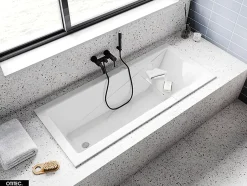 Besco Baignoire Droite sans Tablier - 140 x 70 cm - MODERN SANS TABLIER - REPOSE-TÊTE OFFERT* Baignoire Droite