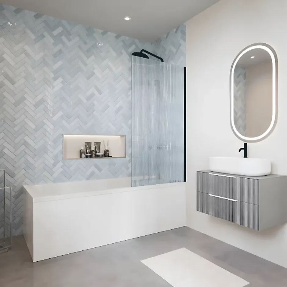 Villeroy & Boch Baignoire droite Architectura acrylique 140 x 70 cm + Pare bain droite AURYS Raywall Noir mat* Baignoire Droite