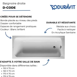 Duravit Baignoire droite 160x70 D-Code* Baignoire Droite