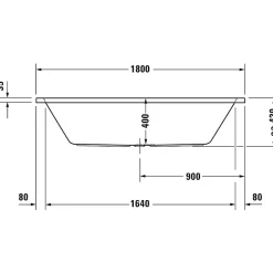 Duravit Baignoire droite 180x80 D-Code bonde au centre* Baignoire Droite