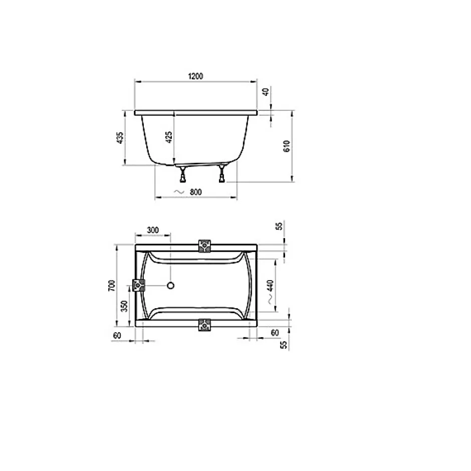 Plusdeplace Baignoire gain de place compacte 120cm