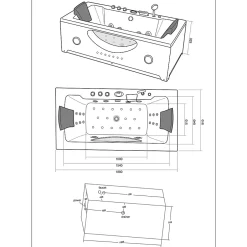 Eliteshopping Baignoire hydromassage blanc Chromothérapie 180 X 90 cm 16 jets Eden