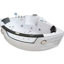 Eliteshopping Baignoire Hydromassage Chromotherapie 140 x 140 cm double pompe 20 jets Camelia