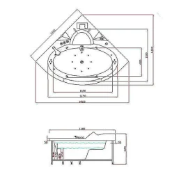Eliteshopping Baignoire Hydromassage Chromotherapie 140 x 140 cm double pompe 20 jets Camelia