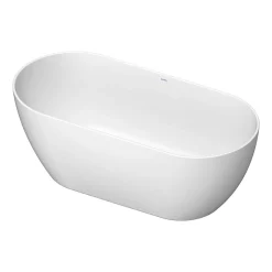 Duravit Baignoire ilot acrylique salle de bain, vidage et trop-plein, 2 parois, 2 places, 170x80x45cm, Garantie 5 ans, Blanc mat, DURAMUNA* Baignoire Îlot