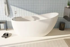 Sanitaire Baignoire ilot autoportante BALI 170x75 cm avec robinetterie intégrée* Baignoire Îlot