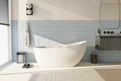 Sanitaire Baignoire ilot autoportante BALI 170x75 cm avec robinetterie intégrée* Baignoire Îlot