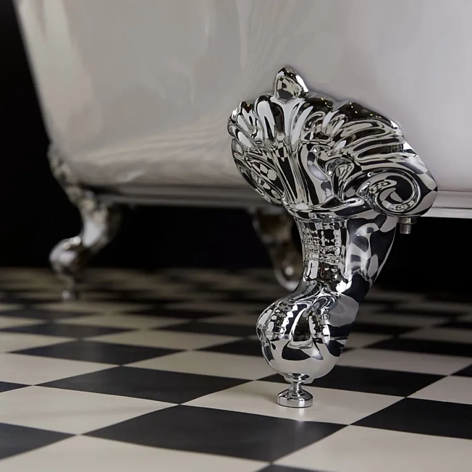 Planète Bain Baignoire ilot Charly blanche avec pieds patte d 'aigle chrome* Baignoire Îlot