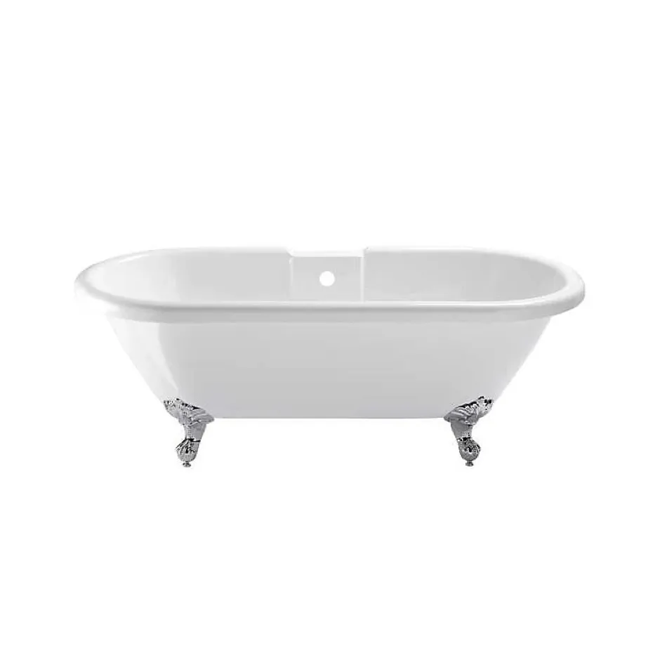 Planète Bain Baignoire ilot Charly blanche avec pieds patte d 'aigle chrome* Baignoire Îlot