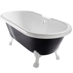 Planète Bain Baignoire ilot Charly ovale noire et blanche avec piétements blanc* Baignoire Îlot