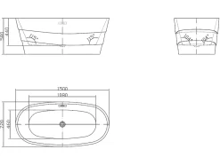 Vente-unique Baignoire îlot - 200L - 150 x 72 x 58 cm - Blanche - Acrylique - DOMINIKA* Baignoire Îlot