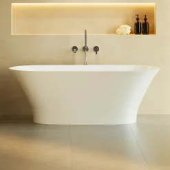 Lavaberg Baignoire îlot 157 x 69 x 55 cm Blanc Brillant en minéral composite - Mod. GLIT