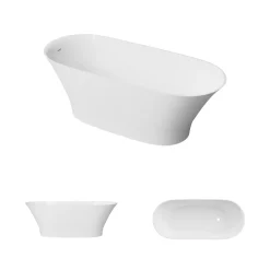 Lavaberg Baignoire îlot 157 x 69 x 55 cm Blanc Brillant en minéral composite - Mod. GLIT