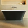 Lavaberg Baignoire îlot 157 x 69 x 55 cm Noir et Blanc Brillant en minéral composite - Mod. GLIT* Baignoire Îlot