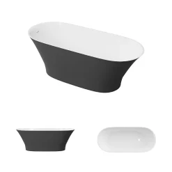 Lavaberg Baignoire îlot 157 x 69 x 55 cm Noir et Blanc Brillant en minéral composite - Mod. GLIT* Baignoire Îlot