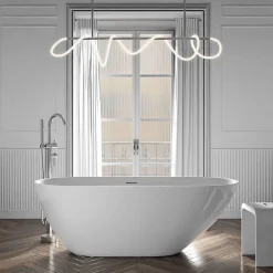 Bernstein Baignoire îlot Acrylique Oval Moderne pour Salle de Bain avec Bonde et trop plein, Blanc, 170x75x58cm, Garantie 5 ans, ROMA 2.0