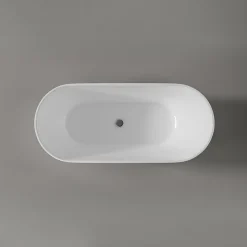 Bernstein Baignoire îlot Acrylique Oval Moderne pour Salle de Bain avec Bonde et trop plein, Blanc, 170x75x58cm, Garantie 5 ans, ROMA 2.0