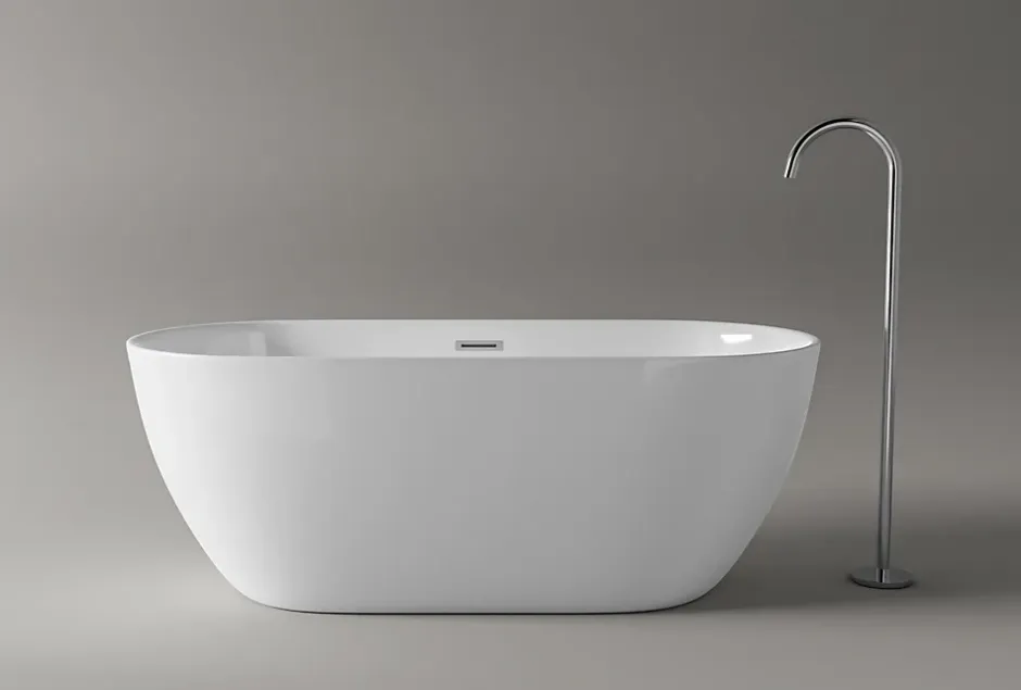 Bernstein Baignoire îlot Acrylique Ovale Moderne Salle de Bain avec Bonde- Blanc, 160x75x59cm, Garantie 5 ans, Bords épais, JAZZ PLUS 2.0* Baignoire Îlot